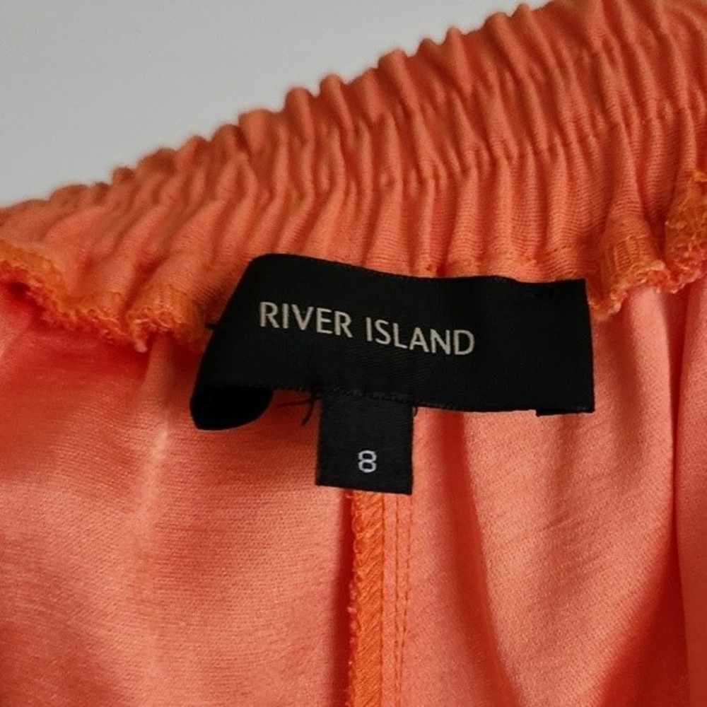 River Island Belted Straight Leg Pants Orange Womens Small - Picture 3 of 3